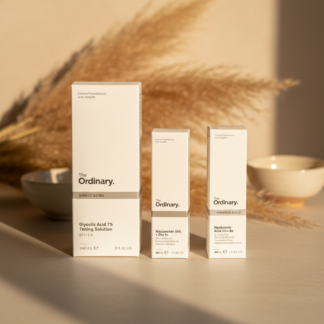 The Ordinary Essentials Collection: Glycolic Acid 7% Toning Solution, Niacinamide 10% + Zinc 1%, and Hyaluronic Acid 2% + B5 Hydration Set
