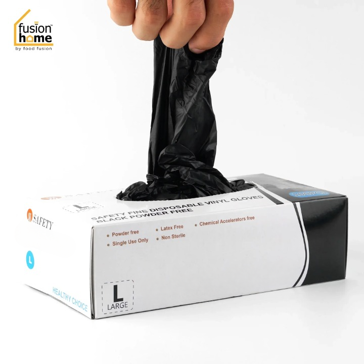 Safety Fine Black Nitrile Gloves ? Powder-Free, Disposable ? Box of 100 - Image 2