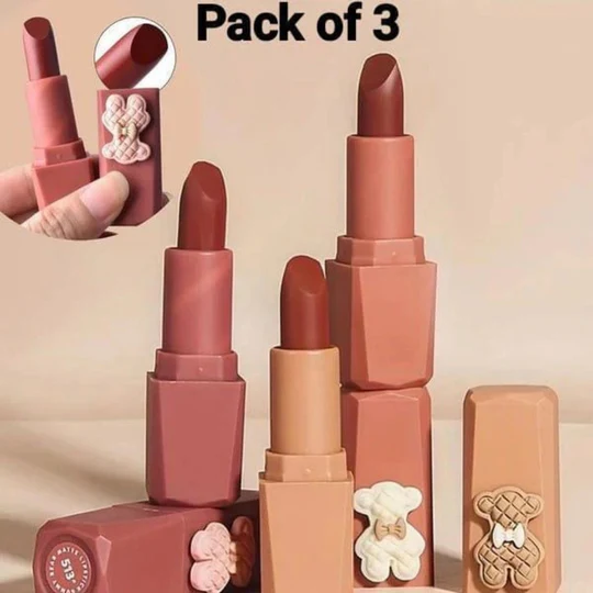 Color Castile Pack of 3 Bear Shape Matte Lipsticks ? Long-Lasting, Bold & Vibrant Makeup Essential - Image 4