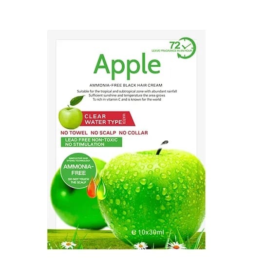 Apple Ammonia-Free Black Hair Shampoo (30ml x 10 Sachets) - Image 2