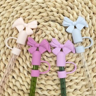 Buy 1 Get 1 Free ? Silicone Straw Cover Cap for Stanley Cup | 10mm 3D Bow & Animal Straw Topper | Dust-Proof, Reusable Drinking Straw Tips