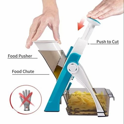 Mandoline Slicer | Safe Adjustable Vegetable Cutter | Multi?Purpose Kitchen Chopper & Manual Grater ( Random Colour ) - Image 5