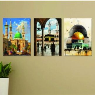 Set Of 3 Sticky Wooden Canvas Frames For Wall Decore Aesthatic Art / Sticky Phototiles For Room Wall Decoration