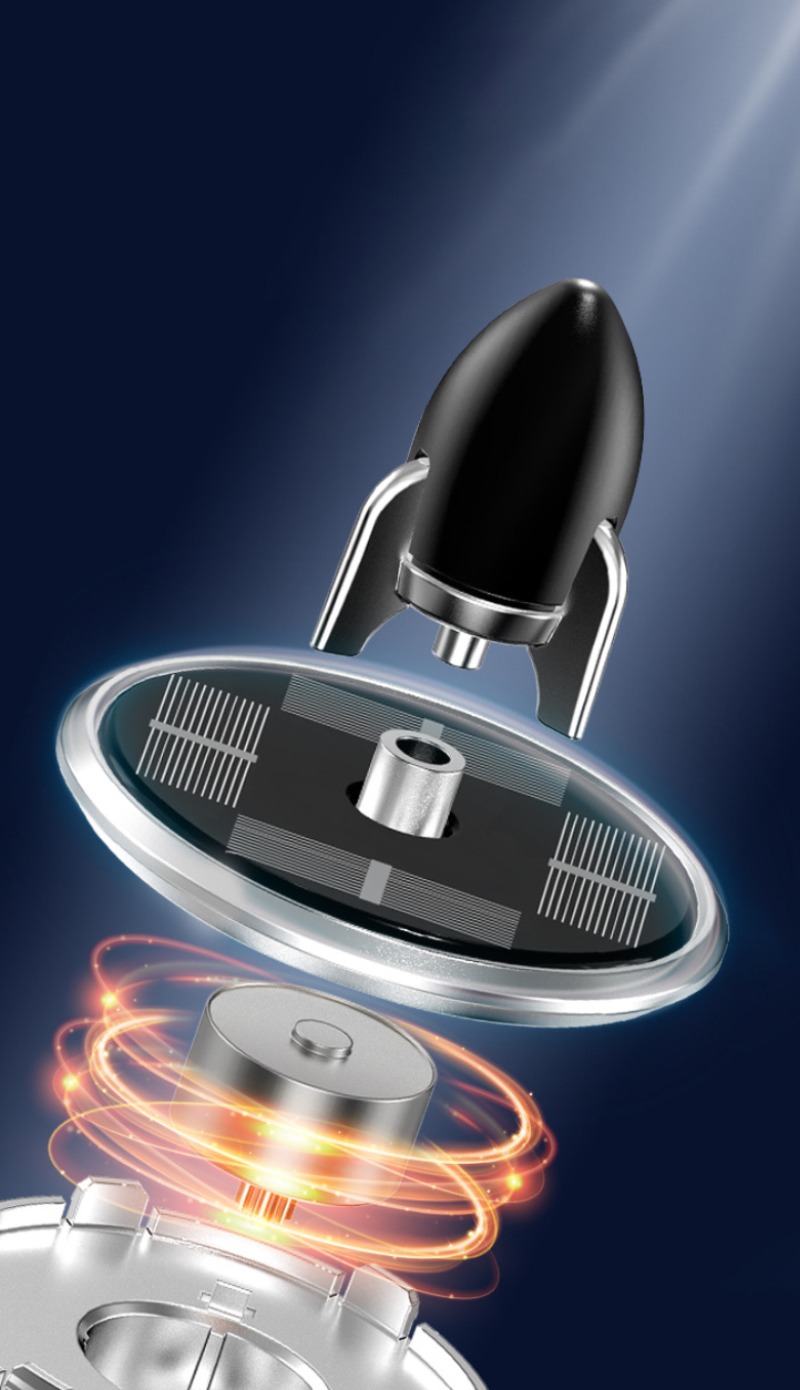 Solar Powered Speech Rocket Car Air Freshener ? Rotating Solar Fragrance Diffuser | Long-Lasting Aroma & Stylish Dashboard Decor (Speech Rocket)