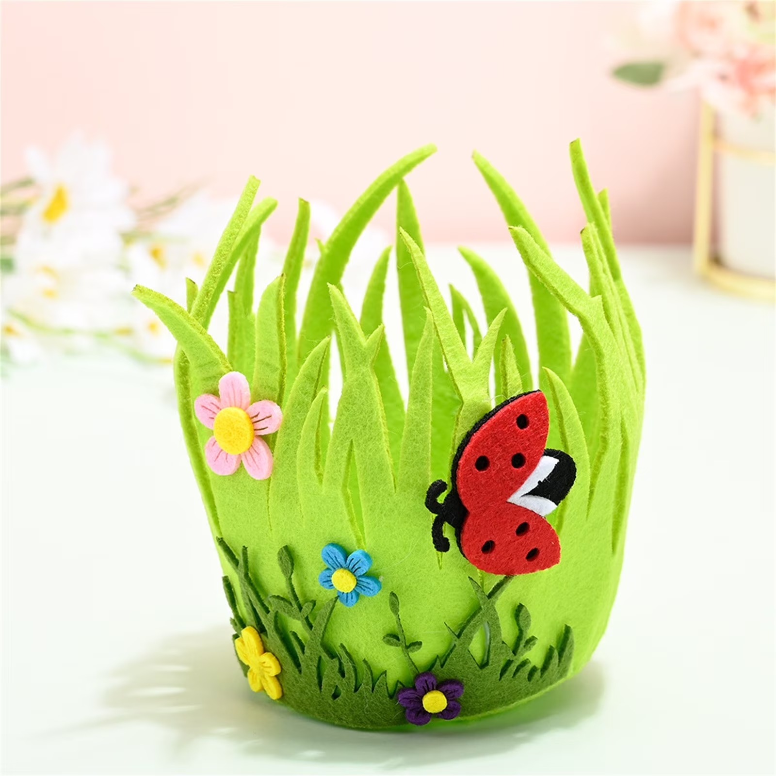 Easter Baskets ? Portable Round Non-Woven Buckets for Kids & Adults | Small Woven Party & Birthday Decoration Supplies - Image 4