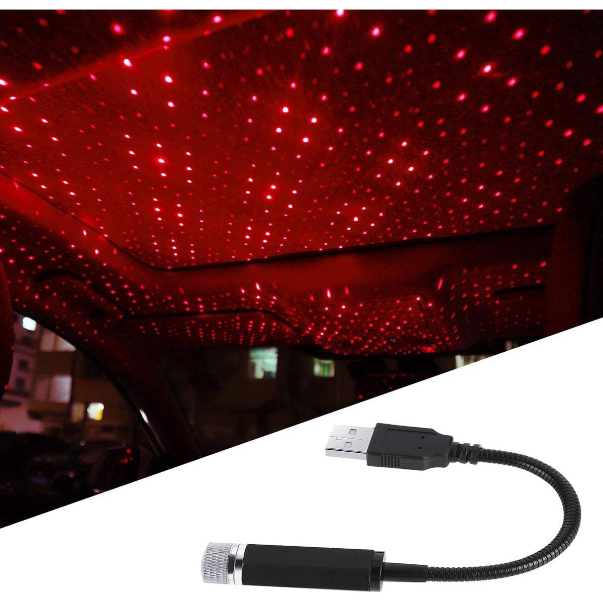 LED Galaxy Star Light ? USB Powered Rotating Starry Sky Laser Night Light For Bedroom Car Roof And Ceiling Decoration ? Red Color - Image 4