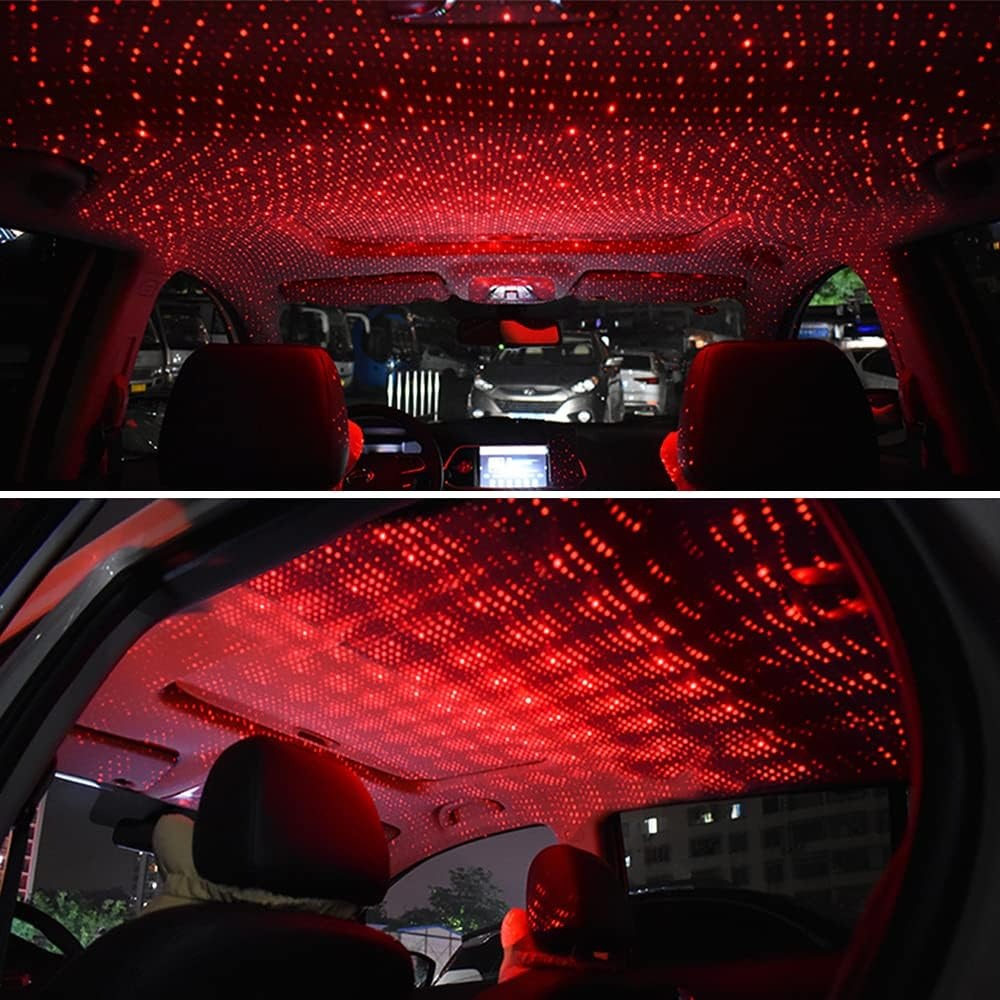 LED Galaxy Star Light ? USB Powered Rotating Starry Sky Laser Night Light For Bedroom Car Roof And Ceiling Decoration ? Red Color - Image 2