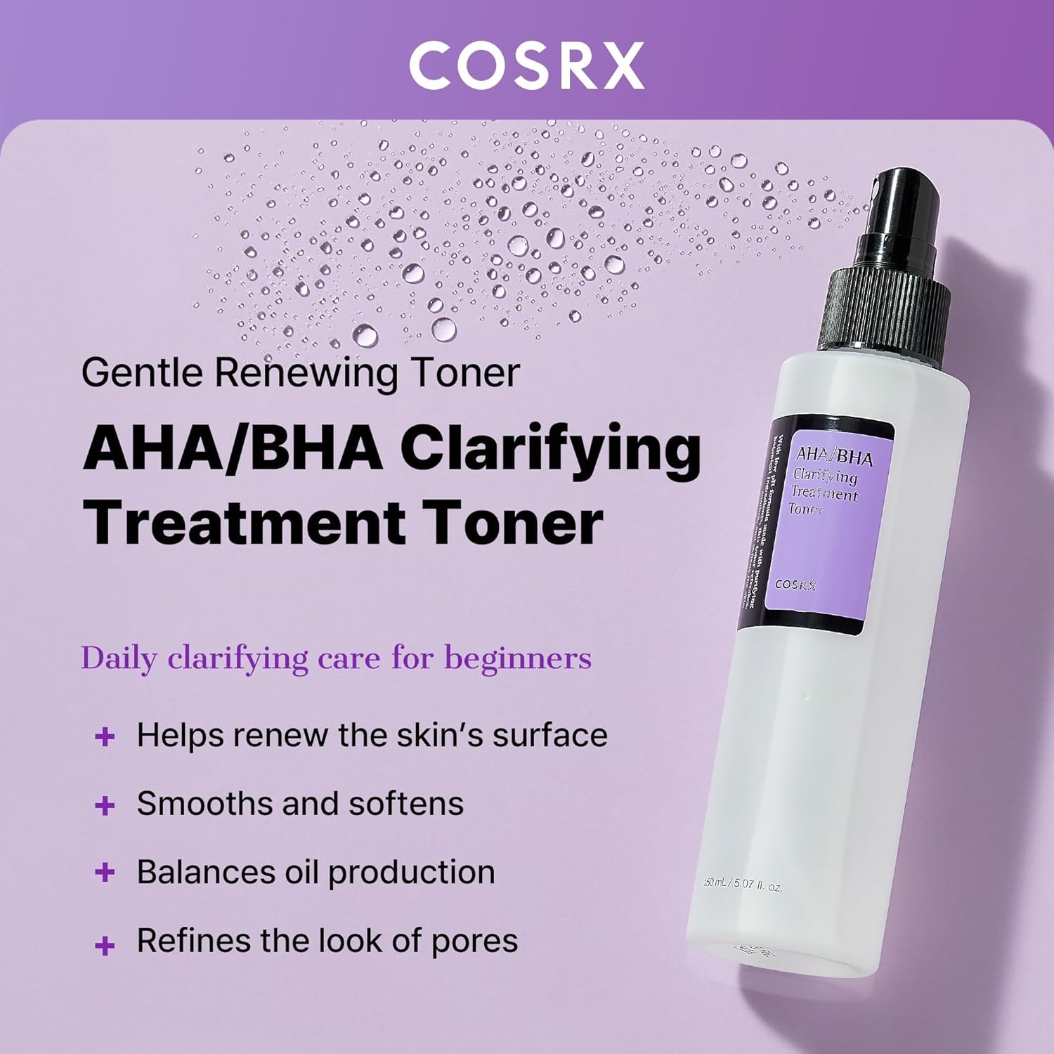 COSRX AHA/BHA Clarifying Treatment Toner | Gentle Exfoliating & Pore-Refining Korean Toner ? Imported - Image 3