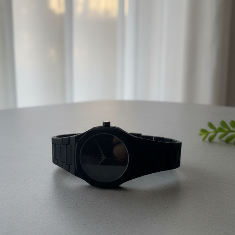 Elegant Minimalist Watch with Eastern Arabic Numerals & Integrated Octagonal Bezel Case - Modern Architectural Style Unisex Timepiece ( Without box ) - Image 5