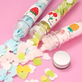 100 PCS Disposable Flower Paper Soap With Portable Tube Bottle ? Multi-Color Travel Soap Sheets For Hand Washing, Camping, And Outdoor Use ( Random Color )