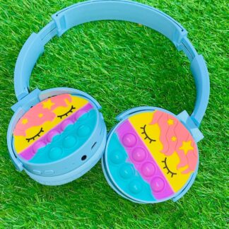 Cute Pop It Wireless Bluetooth Headphones | Foldable Headset With Memory Card Support, Wired & Wireless Modes, Soft Earpads For Kids - With Box (Random Color)