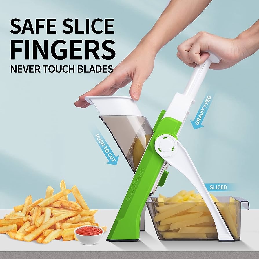 Mandoline Slicer | Safe Adjustable Vegetable Cutter | Multi?Purpose Kitchen Chopper & Manual Grater ( Random Colour )