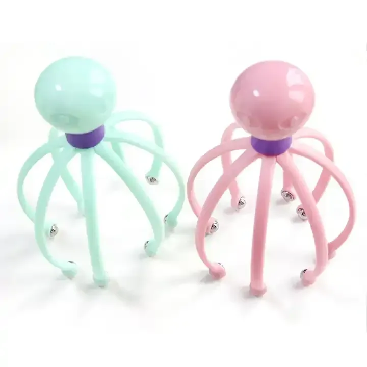 Octopus Shape Manual Head Scalp Massager With 8 Roller Balls Provides Headache Relief Stress Relaxation Hair Stimulation (Random Color) - Image 3