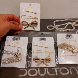 Beaded Pins And Hair Clips Set ? Stylish Metal Hair Accessories Card With 3 Pcs, Random Designs For Everyday Fashion And Styling