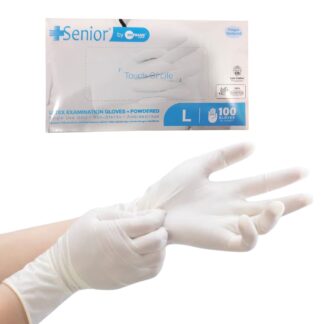 Senior Latex Examination Powdered Gloves ? 100 Pcs Box, Premium Quality Disposable Medical Gloves For Professional Use, White Color