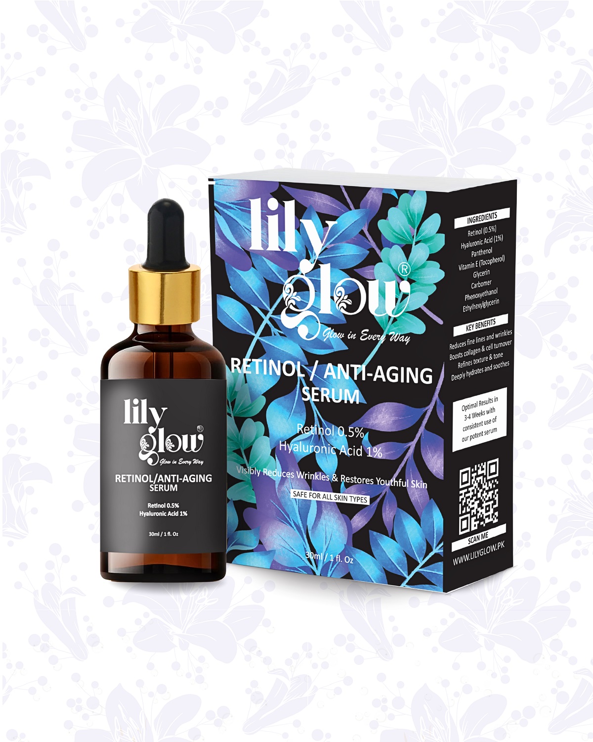 Lily Glow Retinol Anti-Aging Serum for Face ? Wrinkle Repair, Skin Tightening & Night Care (30ml)