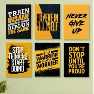 Set Of 6 Motivational Quotes Wooden Tiles For Wall Decoration Sticky Photo Tiles With Double Tape Premium Quality Elegant Look Reliable Utility Compact Build