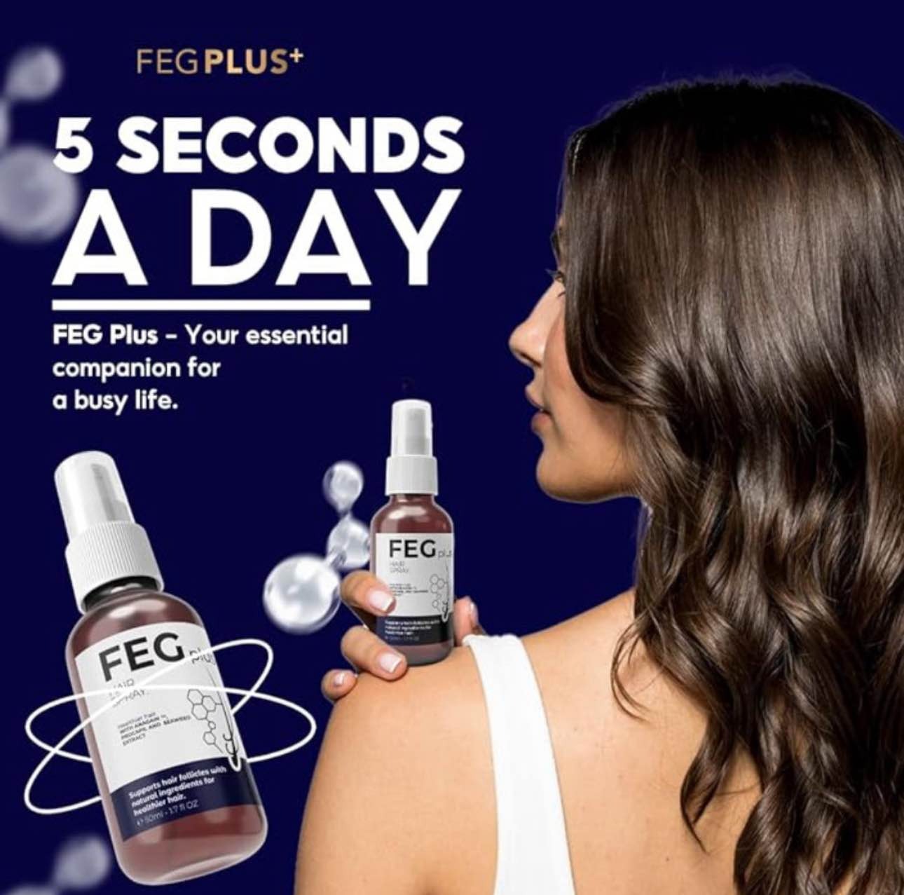 FEG PLUS Hair Growth Serum & Spray ? 50ml Advanced Formula for Men & Women, Stronger, Thicker Hair