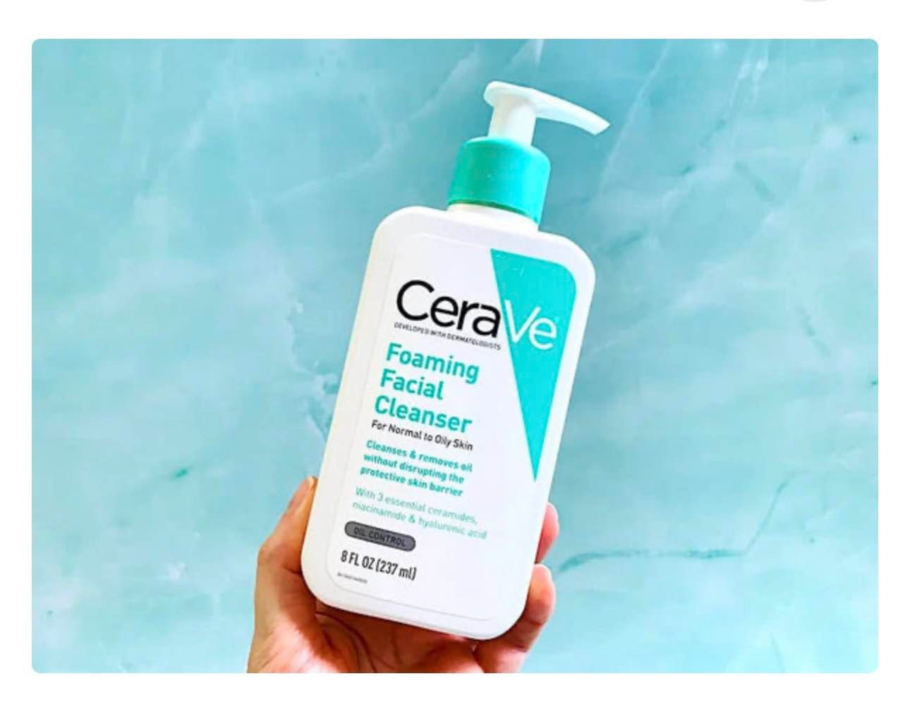 CeraVe Foaming Facial Cleanser for Normal to Oily Skin ? Oil Control with Ceramides, Niacinamide & Hyaluronic Acid, 237ml - Image 4