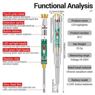 Intelligent LED Photometer Test Pen Voltage Detector Voltmeter 70-250V Electric Circuit Tester Screwdriver Indicator Tool For Safe Electrical Inspection