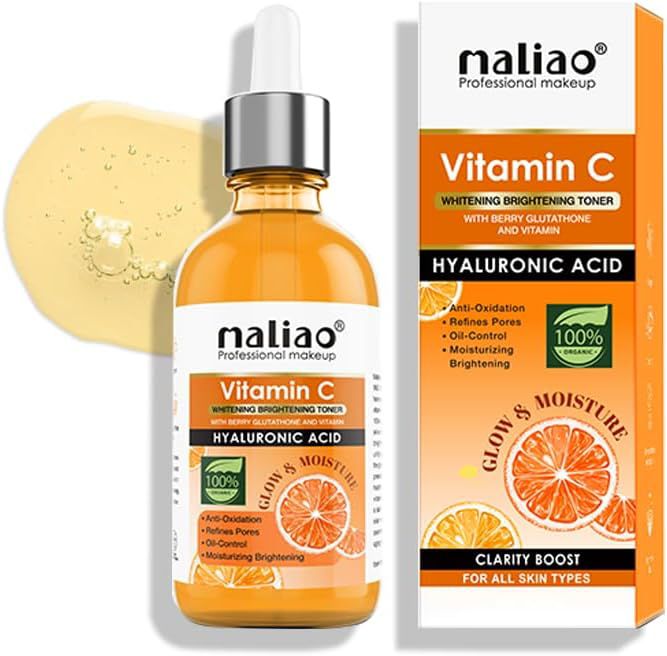 Maliao Vitamin C Whitening Brightening Toner with Berry Glutathione & Hyaluronic Acid ? Anti-Oxidation, Pore Refining, All Skin Types, 30ml - Image 3