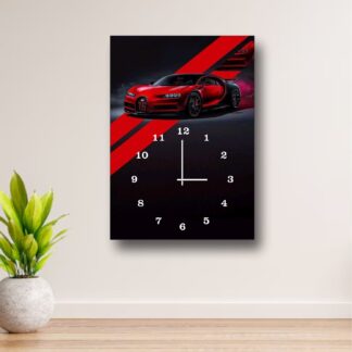 Luxury Sports Car Wall Clock ? Bugatti Chiron Design, 12x16? Wooden Frame (Without Battery)