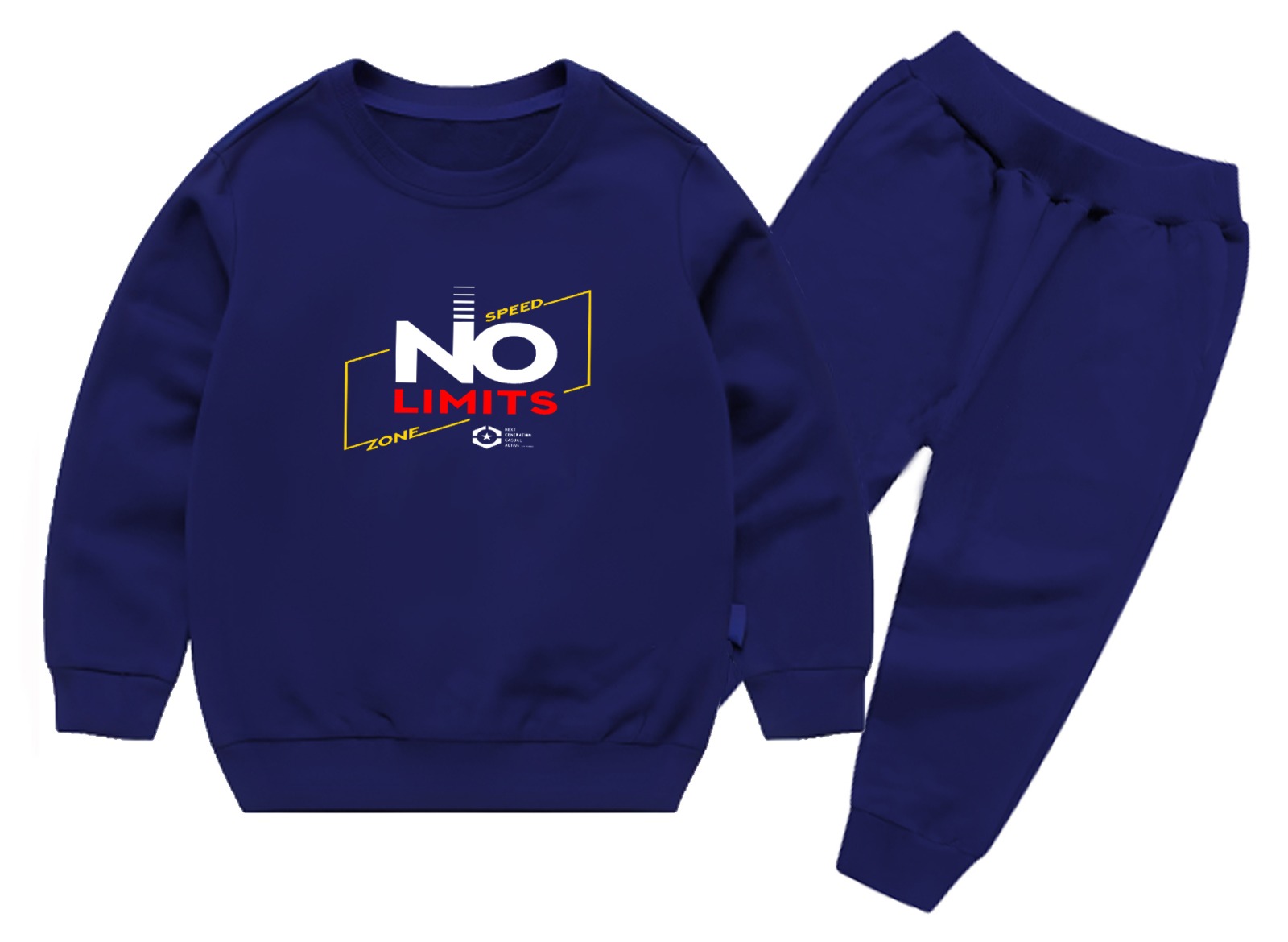 Kids Navey Blue no limit Printed Stylish Kids' Tracksuit Set | FOR BABY AND KIDS - Image 4