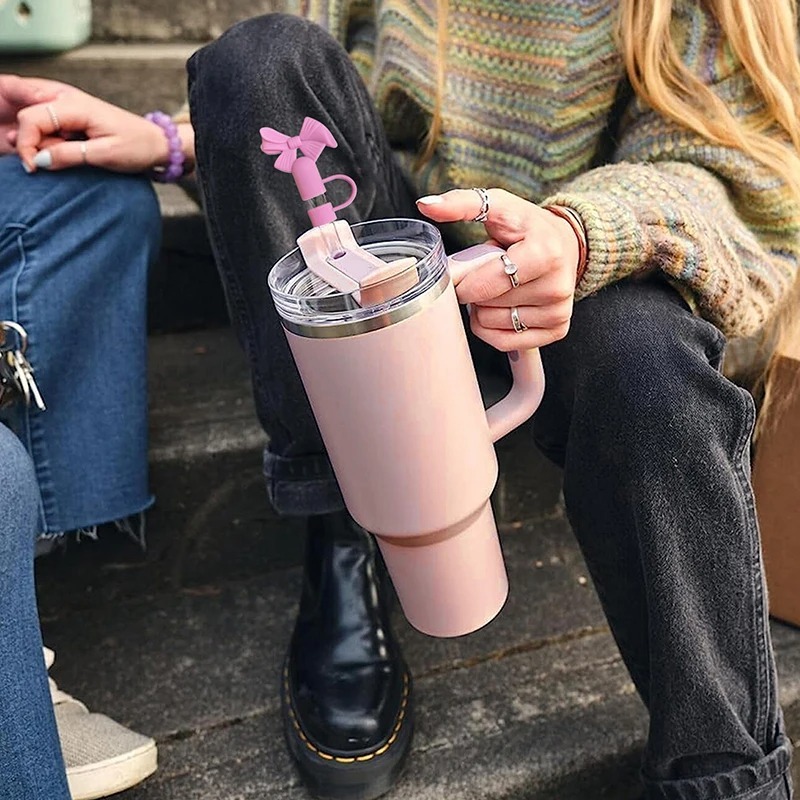 Buy 1 Get 1 Free ? Silicone Straw Cover Cap for Stanley Cup | 10mm 3D Bow & Animal Straw Topper | Dust-Proof, Reusable Drinking Straw Tips - Image 3