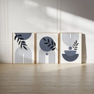 Set of 3 Abstract Botanical Wall Art Frames ? 8x11" MDF Wood with Adhesive Backing