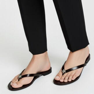 Elegant Black Color Women?s Slippers, Stylish And Comfortable Flat Sandals With Star Design For Casual Wear, Beach, And Daily Outfits