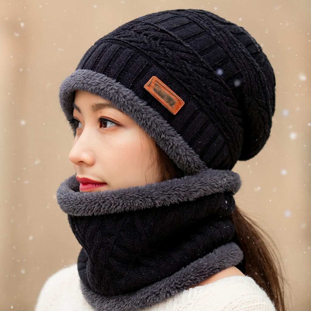 Head & Neck Cap Beanies Combo | Woolen Winter Beanie with Neck Warmer Muffler for Men & Women ? Warm, Cozy & Stylish