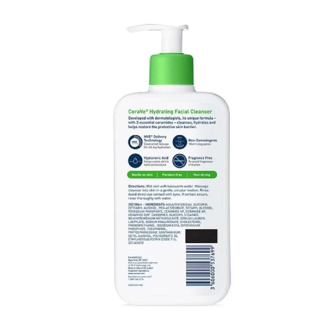 Cerave Hydrating Facial Cleanser 237ml ? Gentle Moisturizing Face Wash With Hyaluronic Acid And Ceramides For Normal To Dry Skin - Image 4