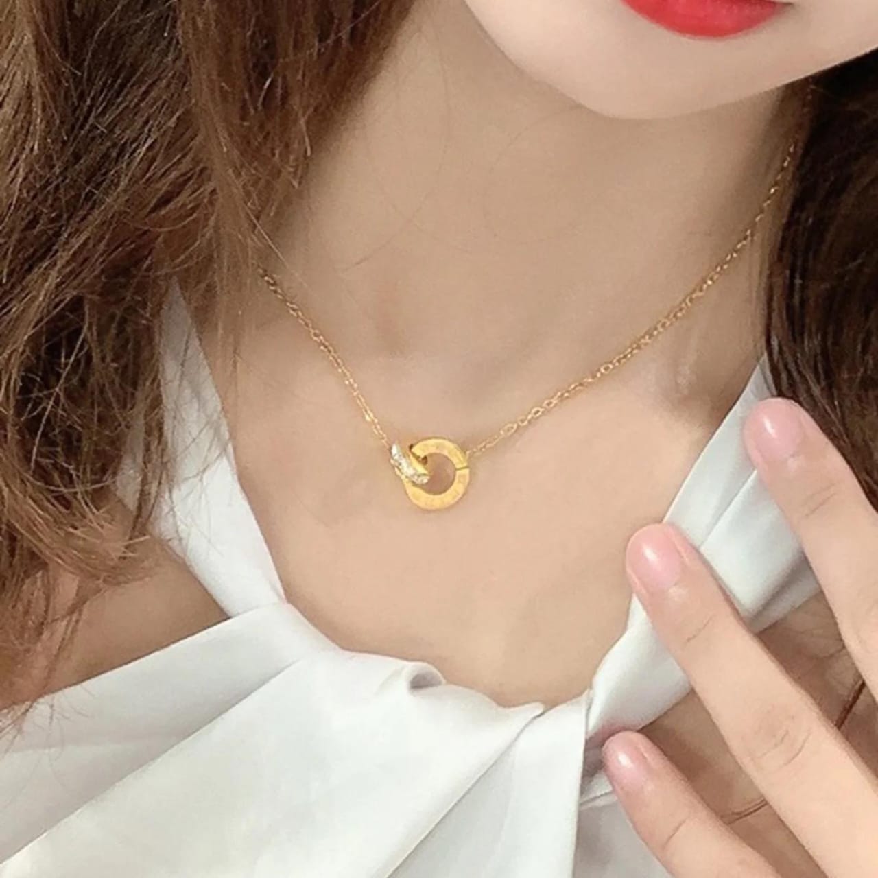 QCT-175 Roman Circle Stainless Steel Necklace ? Elegant Jewellery, Stylish Accessory for Women - Image 4