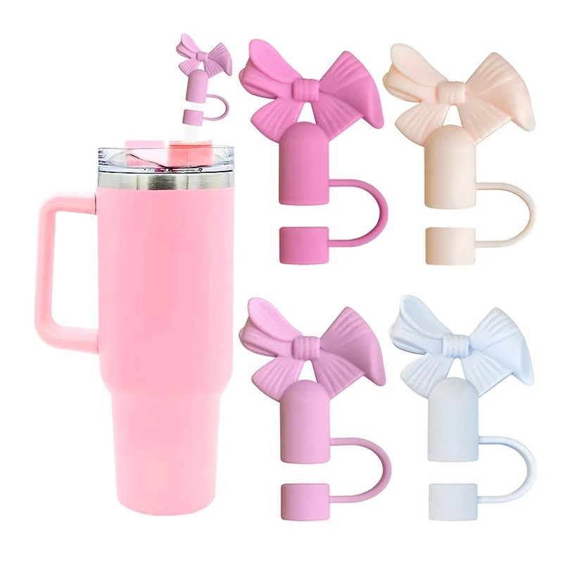 Buy 1 Get 1 Free ? Silicone Straw Cover Cap for Stanley Cup | 10mm 3D Bow & Animal Straw Topper | Dust-Proof, Reusable Drinking Straw Tips - Image 2