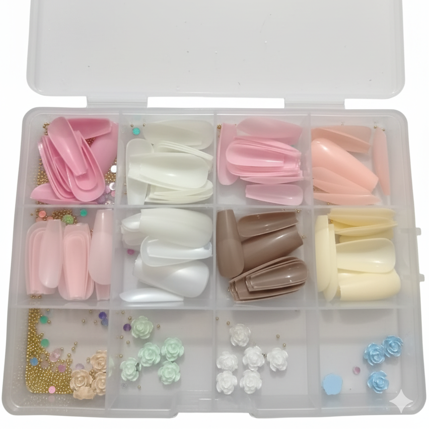 96 Pcs Artificial Nails With Beads ? Multicolor Nail Art Decoration Set Made From Premium ABS Plastic, Perfect For Stylish DIY Manicure Designs - Image 3