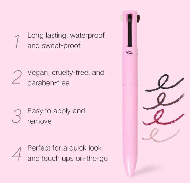 4-in-1 Makeup Pen (Eye Liner, Brow Liner, Lip Liner, & Highlighter)Touch Up - Image 2