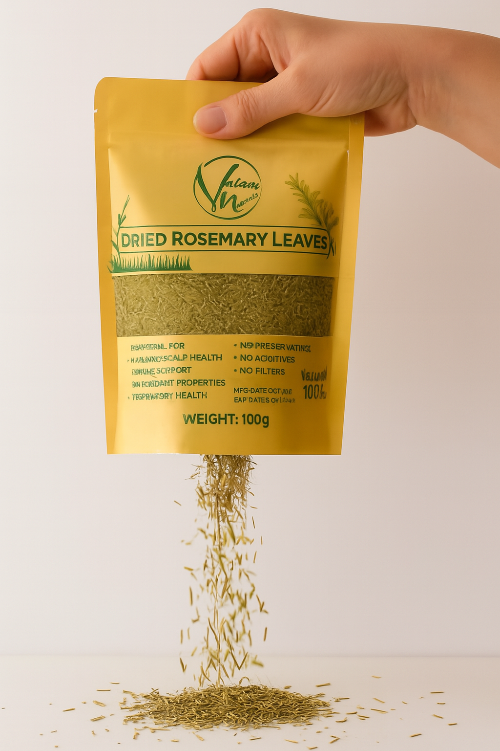 Valam Naturals Dried Rosemary Leaves 100g ? 100% Natural, Preservative-Free Herb for Cooking, Hair & Scalp Care, and Immune Support - Image 3