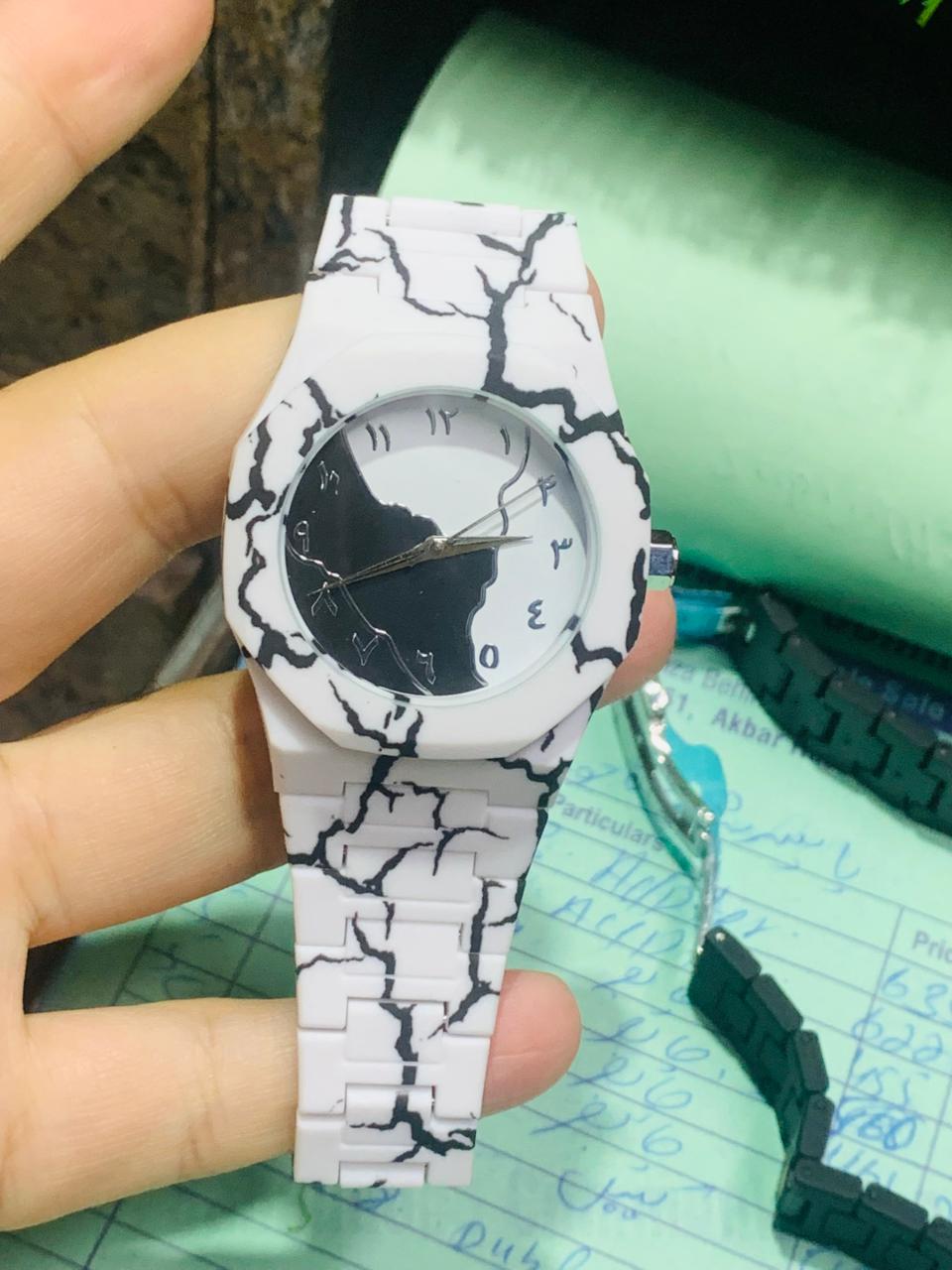 White & Black Minimalist Watch with Arabic Numerals | Durable Resin Strap, Octagonal Bezel, Unisex Luxury Aesthetic Timepiece for Casual & Formal Wear - Limited Edition Series - Image 4