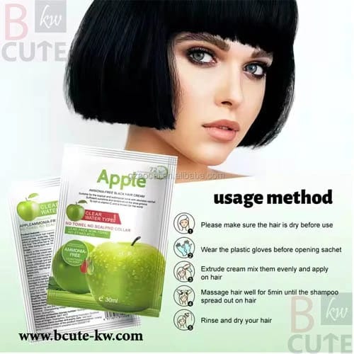 Apple Ammonia-Free Black Hair Shampoo (30ml x 10 Sachets) - Image 4