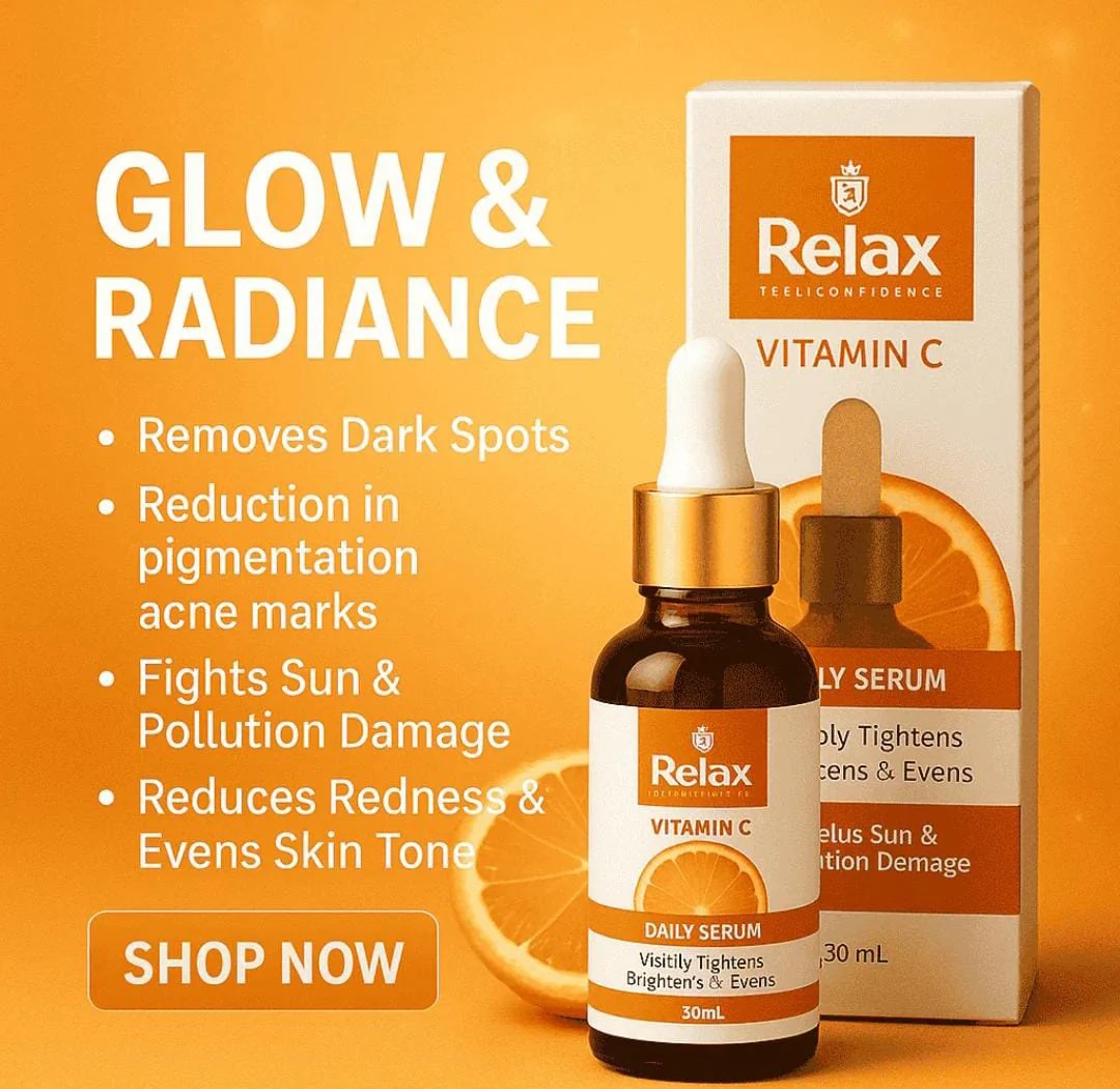Relax Vitamin C Daily Face Serum ? Brightening, Anti-Aging & Hydrating Formula for Healthy Radiant Skin (30ml)