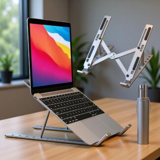 Speed X 18 Inch Biggest Height Heavy Duty Professional Laptop Stand Aluminium Alloy Creative Adjustable Folding Portable With Pouch Cover And 6 Angles Adjustable
