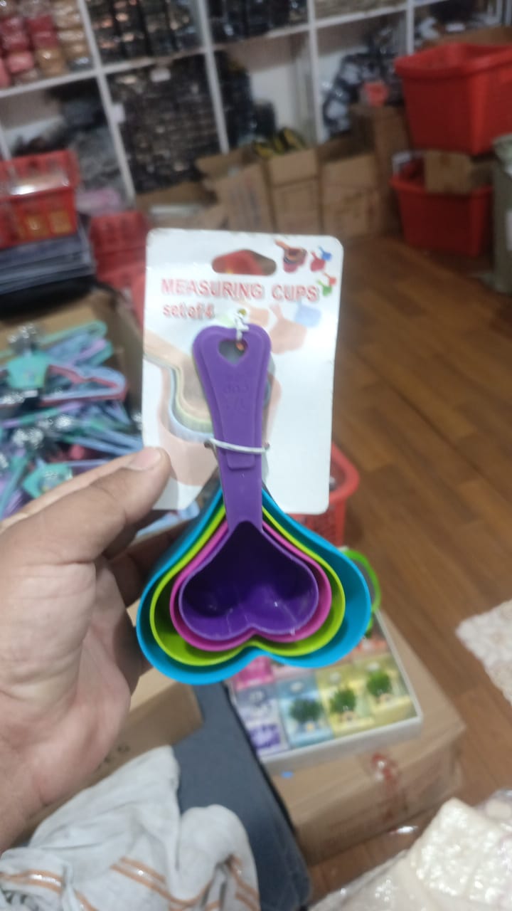 Heart Shaped Measuring Cups Multicolor | 4-Piece/Set Kitchen Measuring Cups for Baking & Cooking | Cute Heart Design, Food-Grade, Easy to Clean - Image 4