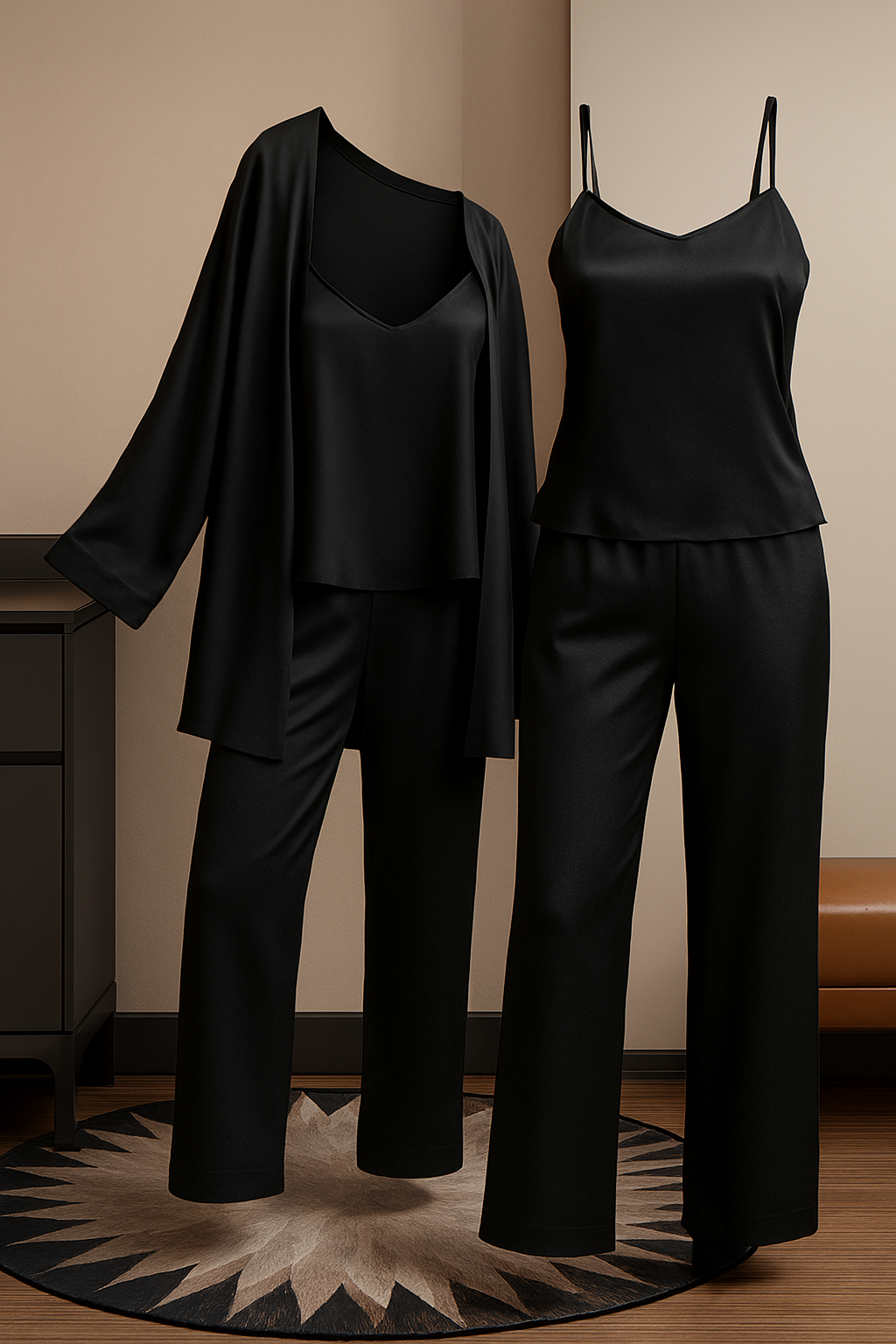 3-Piece Premium Satin Sleepwear Set for Women ? Camisole, Pants & Robe | Nightwear & Loungewear | Free Size (DC-3002) - Image 3