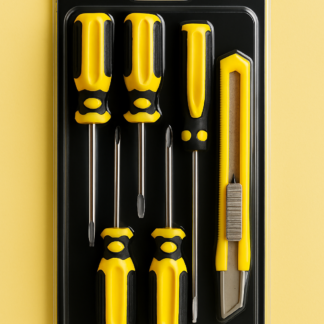 Set of 5 Screwdrivers & 1 Cutter ? High Quality Hand Tool Kit with 2 Straight, 3 Cross Screwdrivers & Sharp Cutter for Household and DIY Use