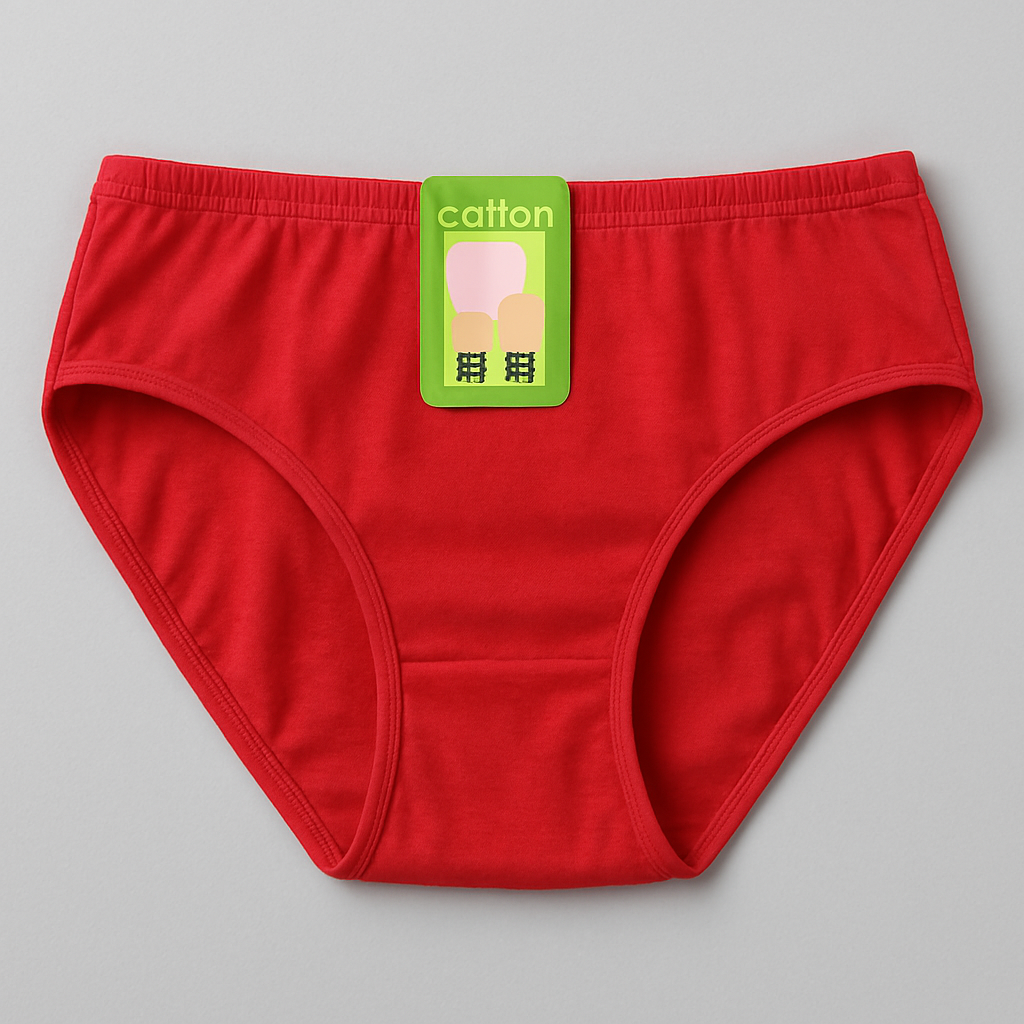 Jersey Plain Panty for Women ? Soft & Comfortable Everyday Underwear, Lightweight and Breathable Lingerie in Red (1 Piece) - Image 3