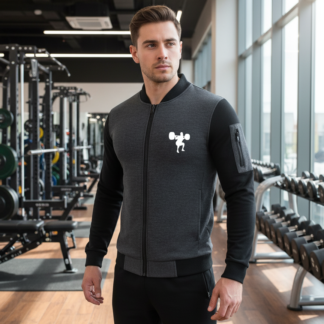 New Winter Collection Charcoal Grey Gym Printed Zipper Jacket for Men & Boys ? French Fleece, Premium Quality, Stylish & Comfortable Winter Wear