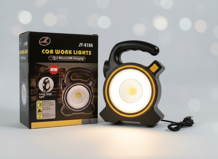 COB LED Work Light JY-819A ? Rechargeable Portable Torch with Micro USB Charging, Ultra-Bright Illumination & Durable Design for Home, Car & Outdoor Use - Image 2