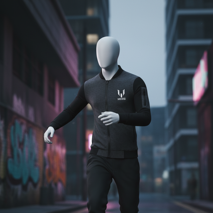 New Winter Collection Charcoal Grey Messi Printed Zipper Jacket for Men & Boys ? Premium French Fleece, Smart Fit, Stylish & Comfortable Winter Wear - Image 2