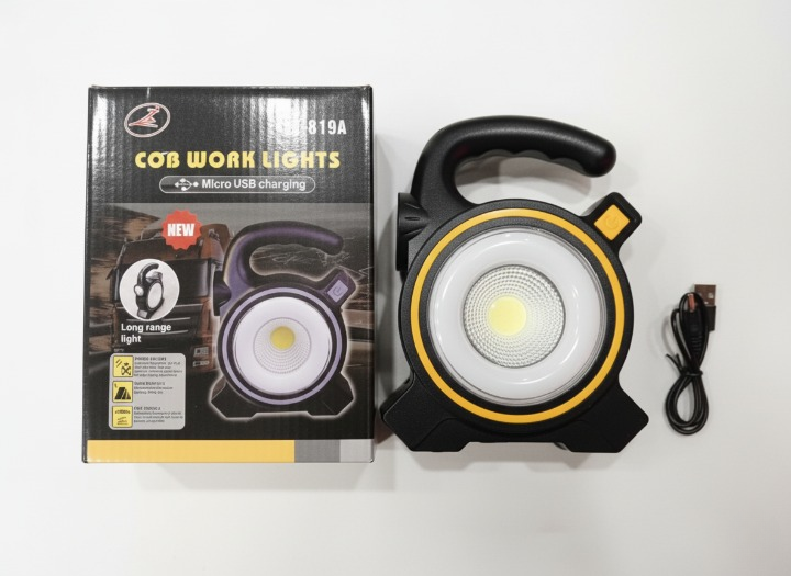 COB LED Work Light JY-819A ? Rechargeable Portable Torch with Micro USB Charging, Ultra-Bright Illumination & Durable Design for Home, Car & Outdoor Use