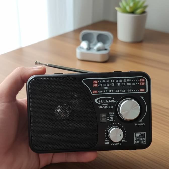 YUEGAN YG-518URT 3-Band Portable Radio with USB/TF MP3 Player, Aux Input, Flashlight & Rechargeable Battery ? AM/FM/SW - Image 2